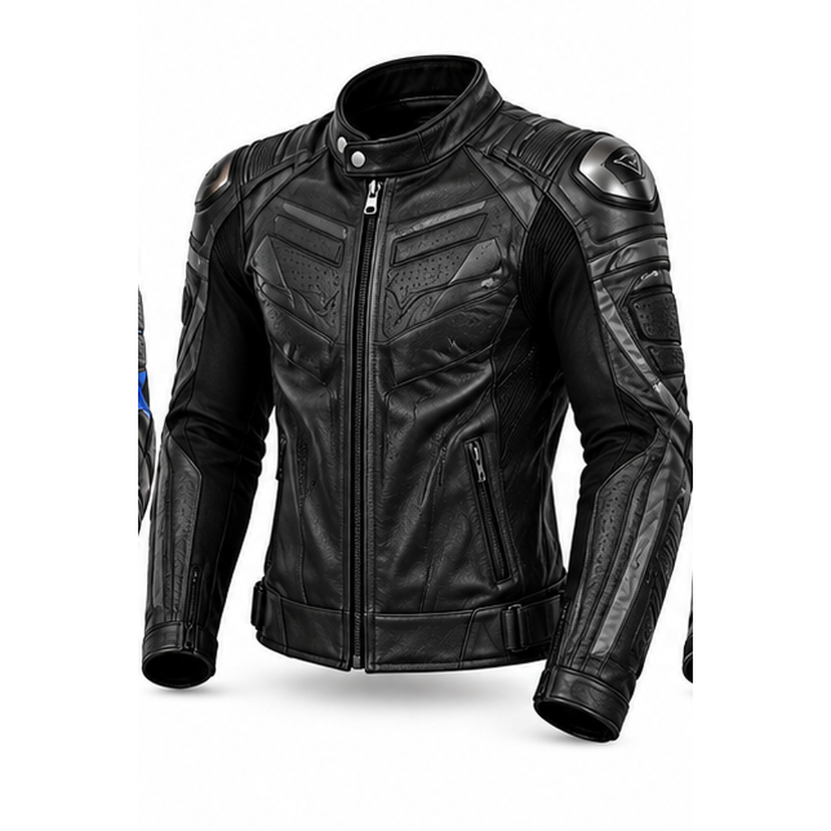 Black motorcycle leather jacket