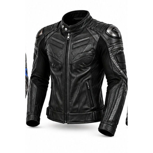 Black motorcycle leather jacket