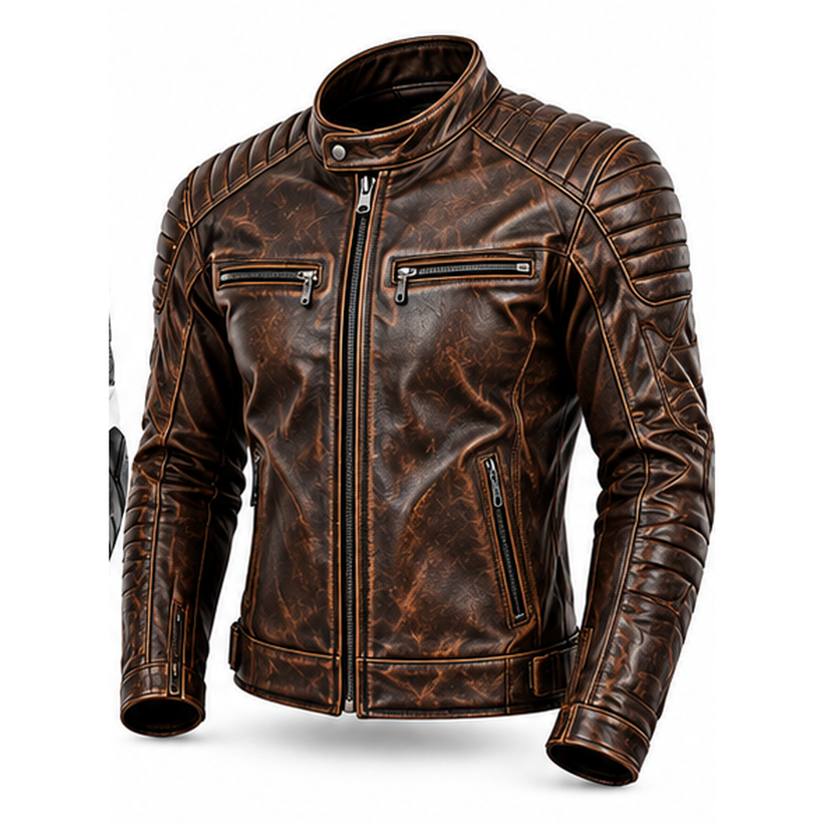 Brown motorcycle leather jacket
